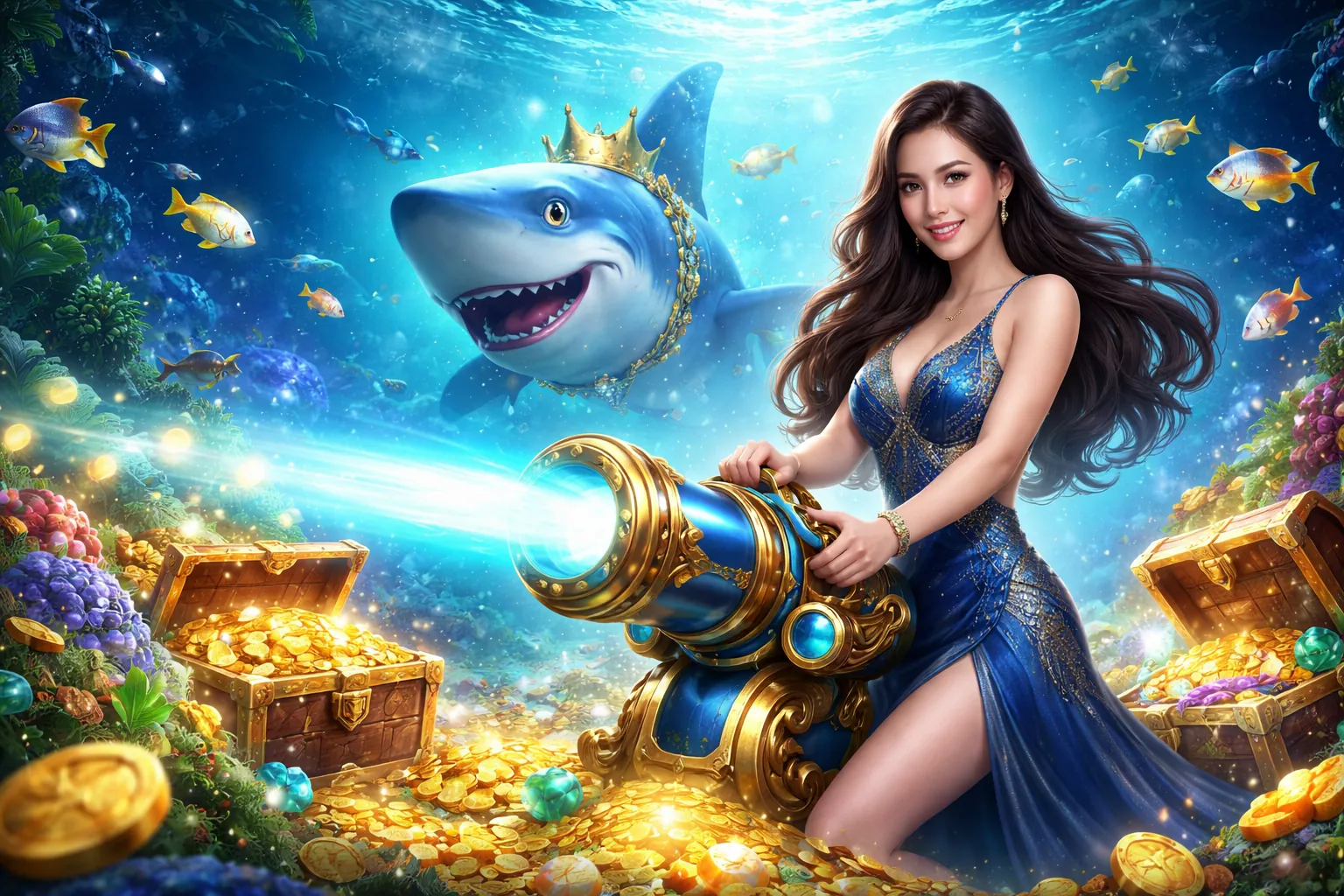 Trò chơi bắn cá với đồ họa đại dương tuyệt đẹp và nhiều loại cá khác nhau